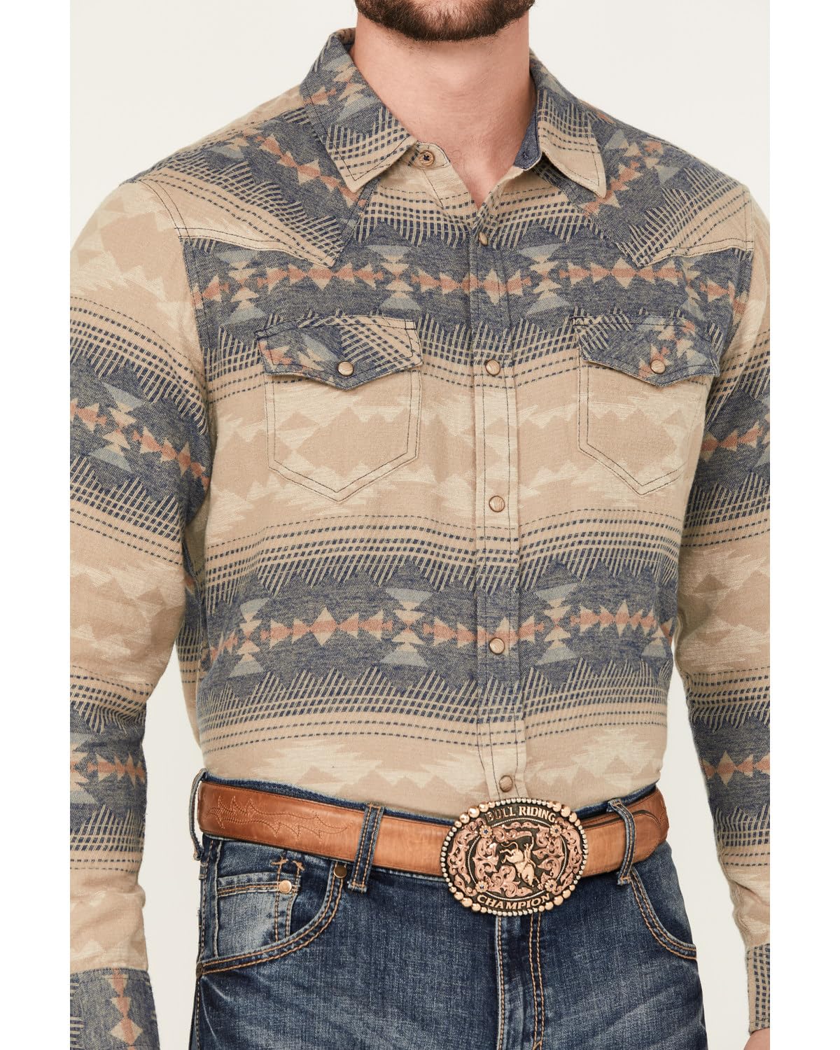 Cody James Men's Arrow Bear Southwestern Print Long Sleeve Snap Western Shirt - CJFA23FL6-TAN X- - Image 3