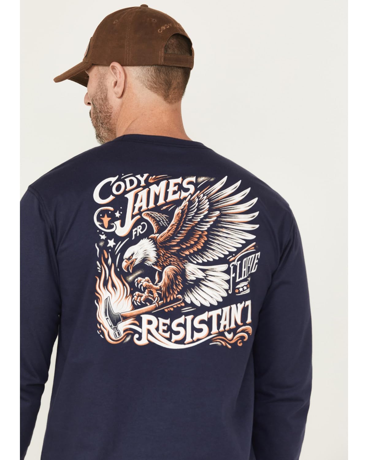 Cody James Men's Fr Eagle Long Sleeve Graphic Work T-Shirt - CJFRSP25K5-NVY Navy - Image 4